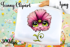 Watercolor funny Flowers Clipart, big eyes Product Image 1