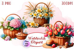 Flower clipart, Watercolor floral clipart, Bouquets Product Image 1
