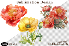 Watercolor funny Flowers Clipart, big eyes Product Image 1