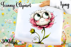 Watercolor funny Flowers Clipart, big eyes Product Image 1