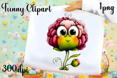 Watercolor funny Flowers Clipart, big eyes Product Image 1