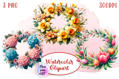 Flower clipart, Watercolor floral clipart, Bouquets Product Image 1