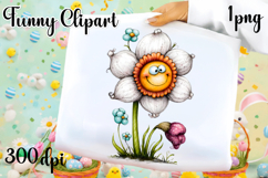 Watercolor funny Flowers Clipart, big eyes Product Image 1