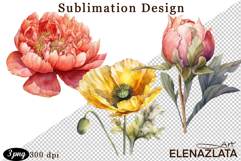 Watercolor funny Flowers Clipart, big eyes Product Image 1