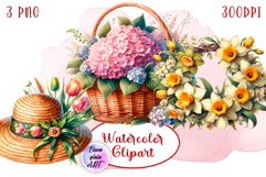 Flower clipart, Watercolor floral clipart, Bouquets Product Image 1