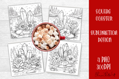 Summer flowers Coaster Design |Coloring pages Product Image 1