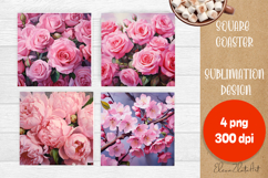 Flowers tile Coaster Design, Summer Coaster Product Image 1