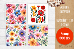 Flowers tile Coaster Design, Summer Coaster Product Image 1
