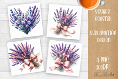 Flower coaster Sublimation Square coaster design Watercolor Product Image 1
