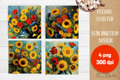 Flowers tile Coaster Design, Summer Coaster Product Image 1
