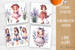 Flower coaster Sublimation Square coaster design Watercolor Product Image 1