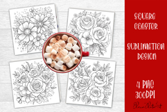 Summer flowers Coaster Design |Coloring pages Product Image 1