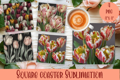 Flower coaster Sublimation Square coaster design Watercolor Product Image 1