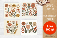 Flowers tile Coaster Design, Summer Coaster Product Image 1