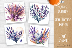 Flower coaster Sublimation Square coaster design Watercolor Product Image 1