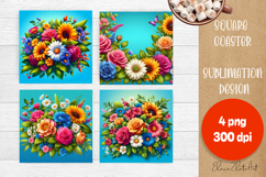 Flowers tile Coaster Design, Summer Coaster Product Image 1
