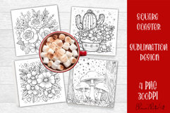 Summer flowers Coaster Design |Coloring pages Product Image 1