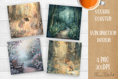 Flower coaster Sublimation Square coaster design Watercolor Product Image 1