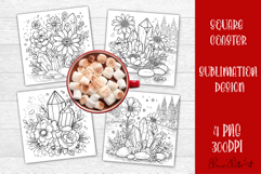 Summer flowers Coaster Design |Coloring pages Product Image 1