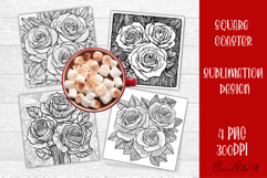 Summer flowers Coaster Design |Coloring pages Product Image 1