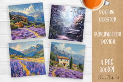 Flower coaster Sublimation Square coaster design Watercolor Product Image 1