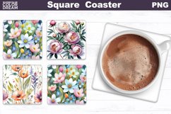 Flowers Square Coaster | Wildflowers Coaster Sublimation Product Image 1