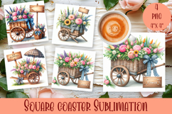 Summer flowers Coaster Design |butterfly Floral Sublima Product Image 1