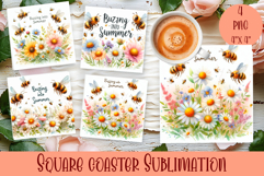 Summer flowers Coaster Design |butterfly Floral Sublima Product Image 1