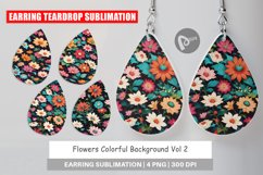 Earring teardrop sublimation design Flowers Colorful Product Image 1
