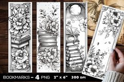 Flowers and books coloring bookmark, flowers bookmarks Product Image 1