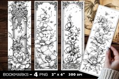 Flowers coloring bookmark, flowers coloring page bookmark Product Image 1