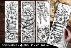 Flowers and books coloring bookmark, flowers bookmarks Product Image 1