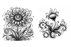 Flowers Coloring Pages PNG JPG PDF printable Coloring Book Product Image 3