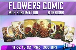 Flowers Comic Mug Sublimation | 11 oz 15 oz Mug Sublimation Product Image 1