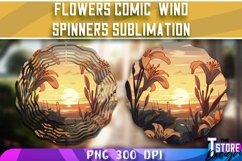 Flowers Comic Wind Spinners Sublimation | Flowers PNG Design Product Image 1