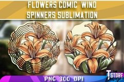 Flowers Comic Wind Spinners Sublimation | Flowers PNG Design Product Image 4