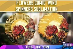 Flowers Comic Wind Spinners Sublimation | Flowers PNG Design Product Image 1