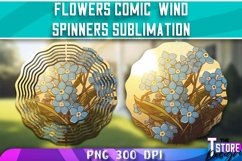 Flowers Comic Wind Spinners Sublimation | Flowers PNG Design Product Image 1