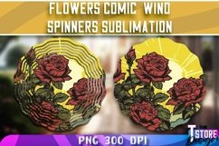 Flowers Comic Wind Spinners Sublimation | Flowers PNG Design Product Image 7