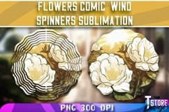 Flowers Comic Wind Spinners Sublimation | Flowers PNG Design Product Image 2