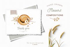 Greeting card with summer straw hat and flowers illustration 