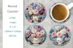 Flowers Cup Round Coaster, digital collage sheet Product Image 1
