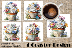 Colorful food Coaster Design, Spring sweet Cupcake Product Image 1