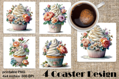 Colorful food Coaster Design, Spring sweet Cupcake Product Image 1