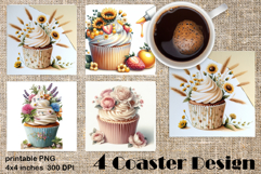 Colorful food Coaster Design, Spring sweet Cupcake Product Image 1