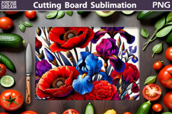 Wildflowers Cutting Board | Poppy Flowers Cutting Board Product Image 1