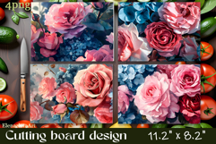 Flowers Cutting Board Sublimation. Vintag Cutting Board Product Image 1