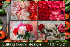 Flowers Cutting Board Sublimation. Vintag Cutting Board Product Image 1