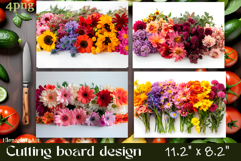 Flowers Cutting Board Sublimation. Vintag Cutting Board Product Image 1