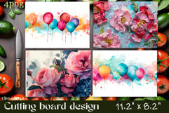 Flowers Cutting Board Sublimation. Vintag Cutting Board Product Image 1